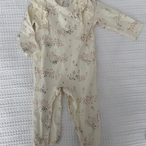 Pehr Cream Floral Ruffle Baby One-Piece Romper